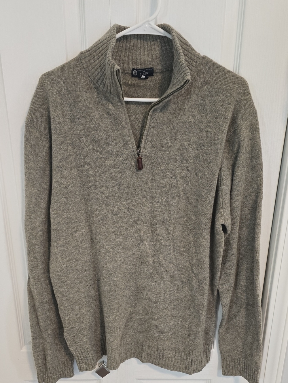 J. Crew Men's Gray Quarter-Zip Sweater. 100% Lambs Wool